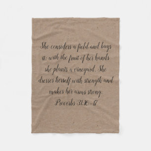 Proverbs 31 Woman Fleece Blanket Brown