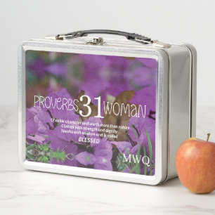 PROVERBS 31 WOMAN Inspirational Christian Quote Metal Lunch Box