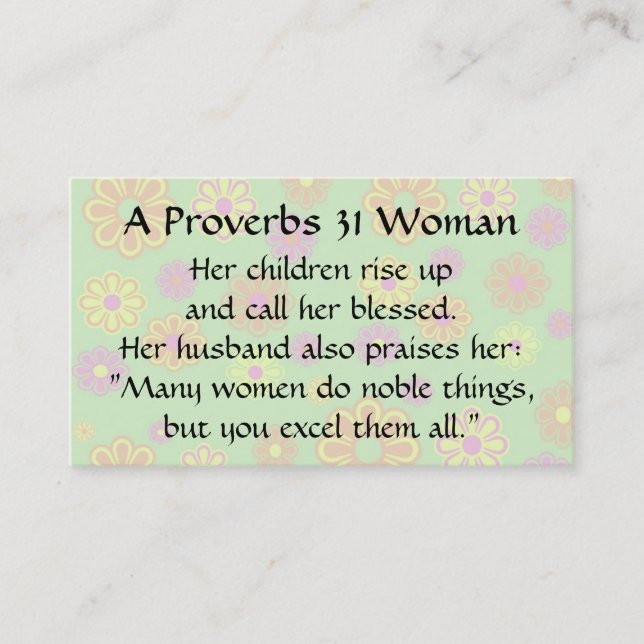 Proverbs 31 Woman  Mom Calling Card groovy mod (Front)