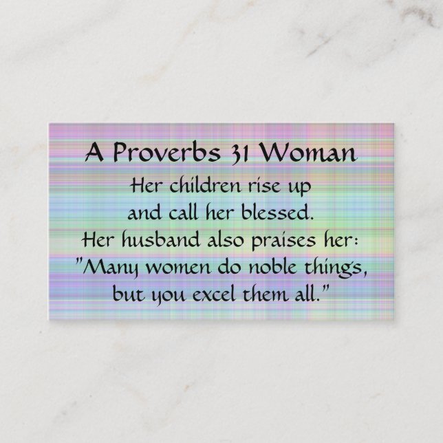 Proverbs 31 Woman  Mom Calling Card Madras Plaid (Front)
