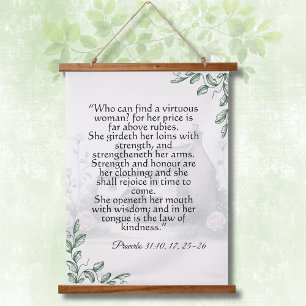 Proverbs 31 Woman Scripture Vintage Cottagecore  Hanging Tapestry