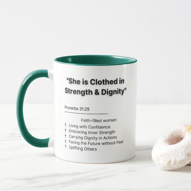 "Proverbs 31 Woman: Sip with Purpose and Grace" Mug (With Donut)