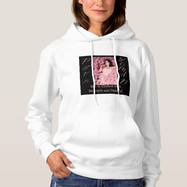 Proverbs 31 Woman White Long-Sleeve Hoodie (Front)