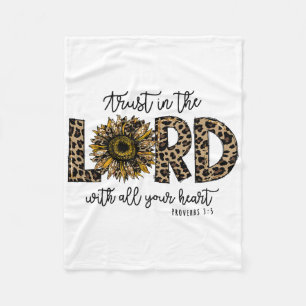 Proverbs 35 Trust In The Lord Leopard Sunflower Re Fleece Blanket