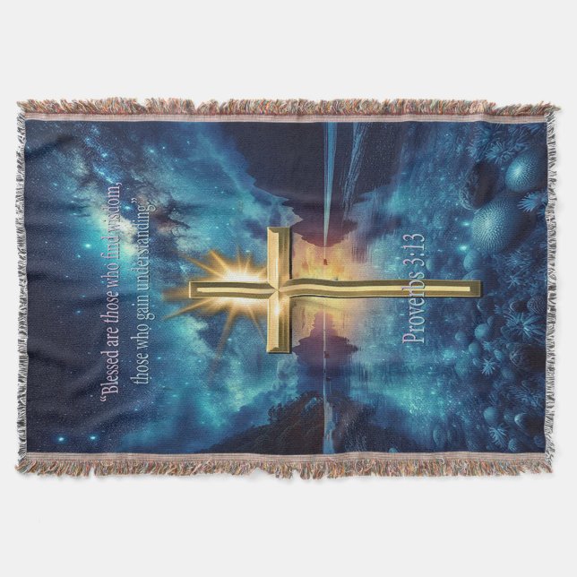 Proverbs 3:13 throw blanket (Front)