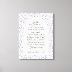 Proverbs 3:3–4 Floral Scripture Canvas Print