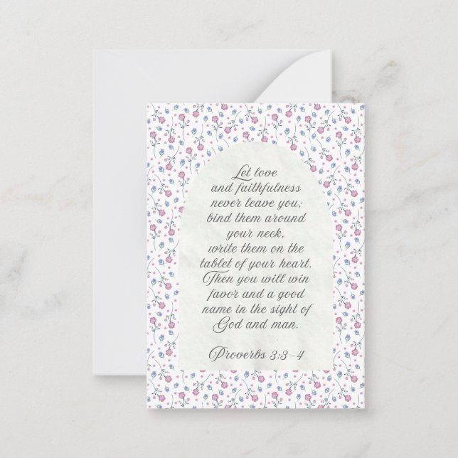 Proverbs 3:3–4 Floral Scripture  Card (Front)