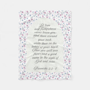 Proverbs 3:3–4 Floral Scripture  Fleece Blanket