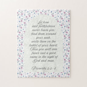 Proverbs 3:3–4 Floral Scripture  Jigsaw Puzzle