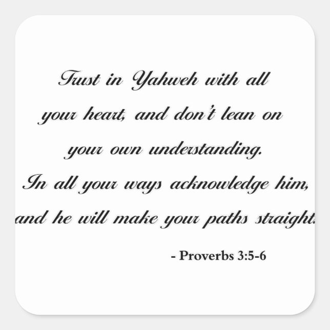 Proverbs 3:5-6 | Bible Quote Square Sticker (Front)