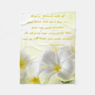 Proverbs 3:5-6 Bible Verse   Floral Fleece Blanket