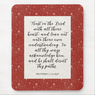 Proverbs 3:5-6 KJV Bible Verse Image Mouse Pad