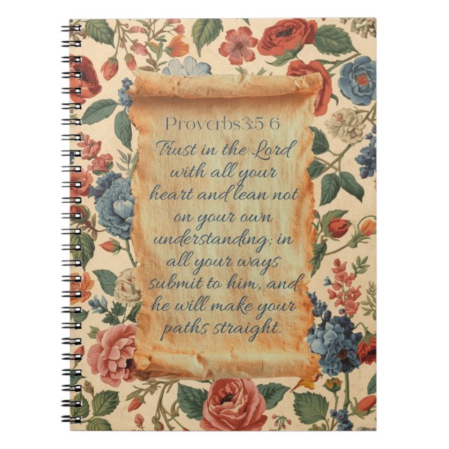 Proverbs 3:5–6 Trust in the Lord Bible Verse  Notebook (Front)