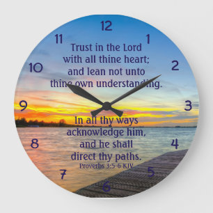 Proverbs 3:5-6 Trust in the LORD Christian Large Clock