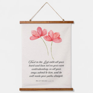 Proverbs 3:5–6 Trust in the Lord Pink Floral Hanging Tapestry
