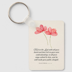 Proverbs 3:5–6 Trust in the Lord Pink Floral Keychain