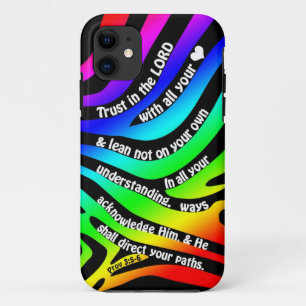 Proverbs 3:5-6 Trust in the Lord - Rainbow Zebra iPhone 11 Case
