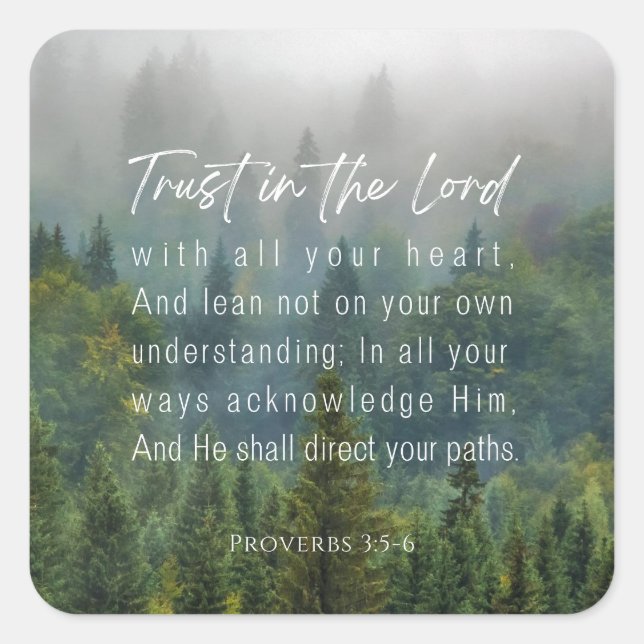 Proverbs 3:5-6 Trust in the Lord Square Sticker (Front)
