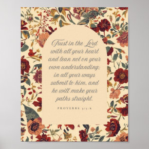 Proverbs 3:5–6 Trust in the Lord Vintage Floral Poster
