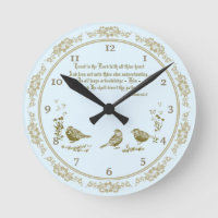 Proverbs 3:5-6 Wall Clock with Birds, Flowers