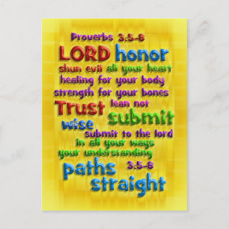 Proverbs 3:5-8 Yellow Foil Postcard