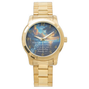 Proverbs 3:5 beautiful Ocean and the Sky  Large Cl Watch