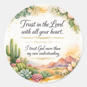 Proverbs 3:5 Bible Verse, Messianic Jewish Decor,  Classic Round Sticker