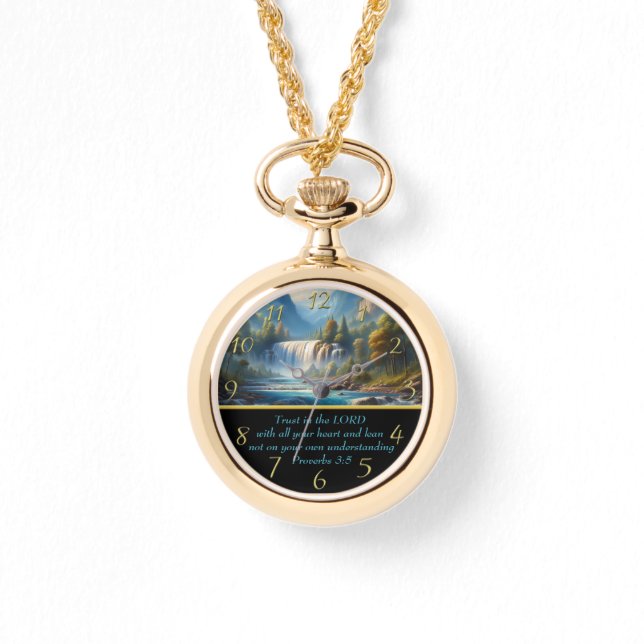 Proverbs 3:5 Christian Faith moutain lake  Watch (Front)