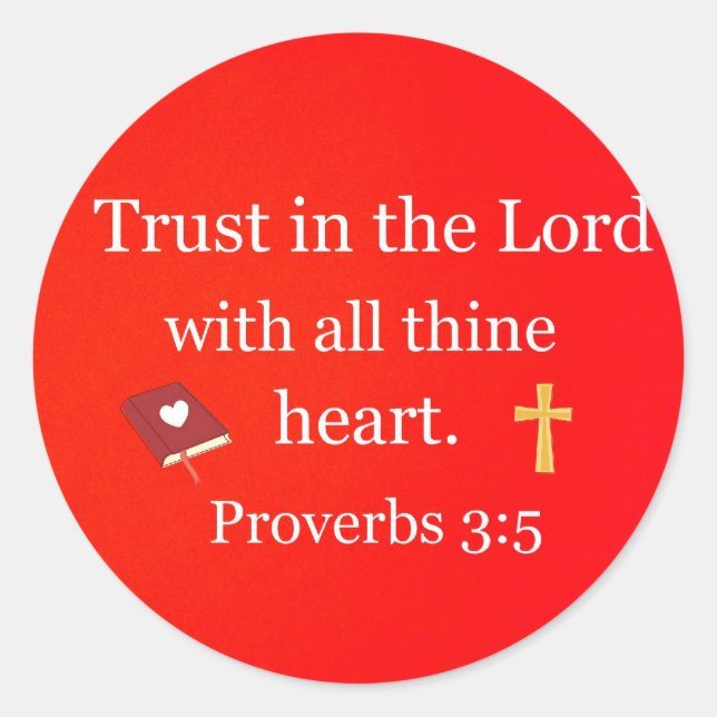 Proverbs 3:5 classic round sticker (Front)