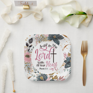 Proverbs 3:5 Trust in the Lord Bible Verse Paper Plate