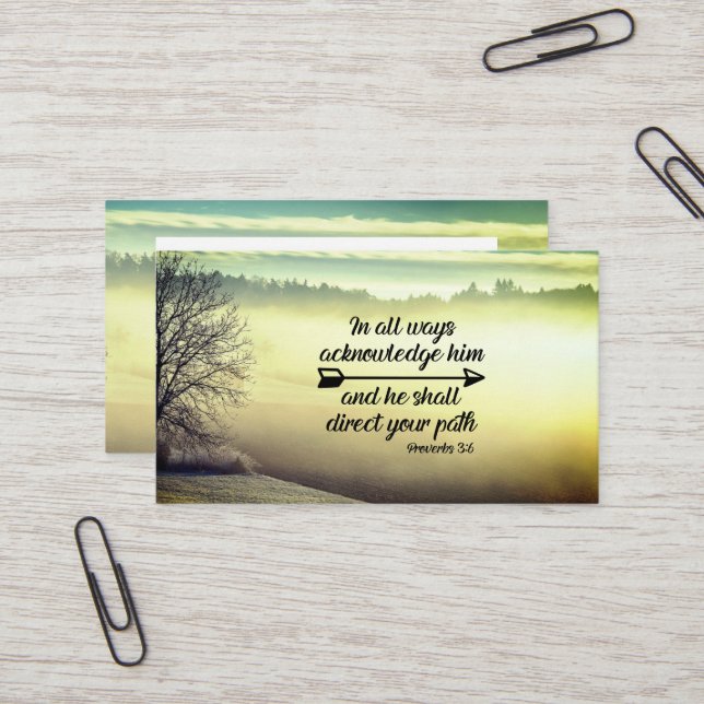 Proverbs 3:6 He shall direct your path Bible Verse Business Card (Front/Back In Situ)