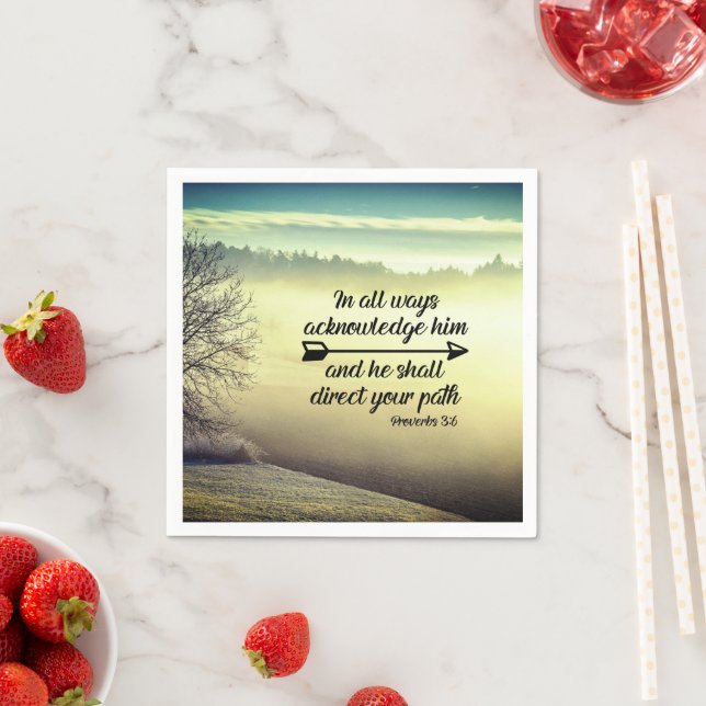 Proverbs 3:6 He shall direct your path Bible Verse Napkin (Insitu)