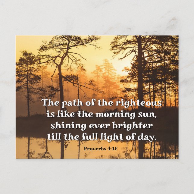 Proverbs 4:18 Path of the Righteous Bible Verse Postcard (Front)