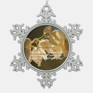 Proverbs 4:18 snowflake pewter christmas ornament