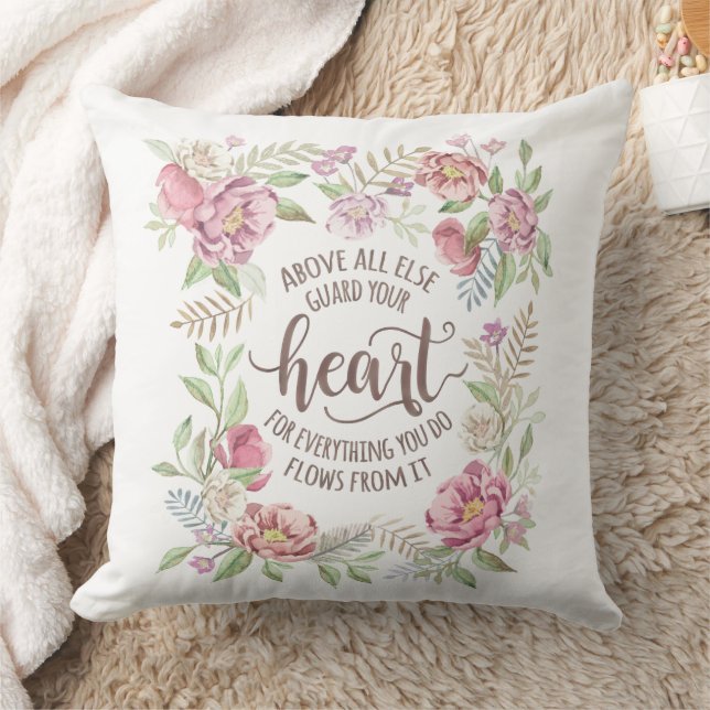 Proverbs 4:23 - Guard Your Heart Throw Pillow (Blanket)