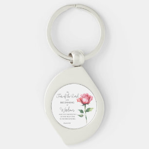 Proverbs 9:10 Fear of the Lord Rose Flower Bible Keychain