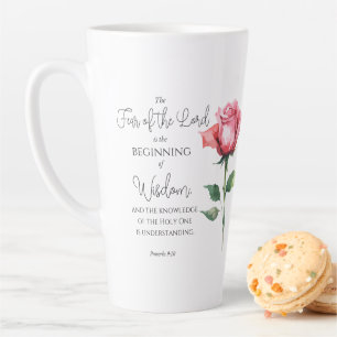 Proverbs 9:10 Fear of the Lord Rose Flower Bible Latte Mug
