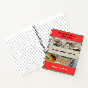 Proverbs Message - Proverbs 22-2 - 8.5 x 11 Spiral Notebook
