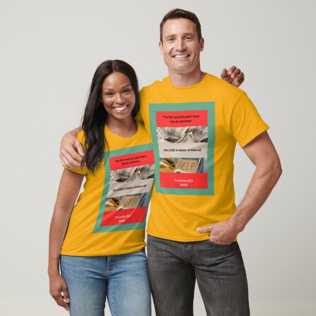 Proverbs Message - Proverbs 22-2 - Short Slv Gold T-Shirt (Unisex)