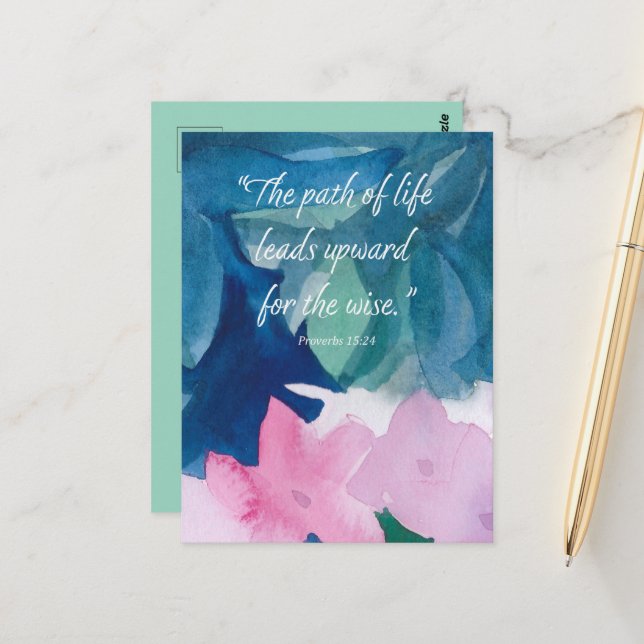 Proverbs Scripture Pink Impatiens Flower Religious Postcard (Front/Back In Situ)