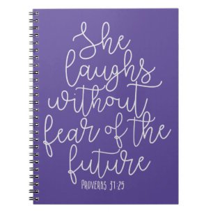 Proverbs, She laughs without fear, Bible Verse Notebook
