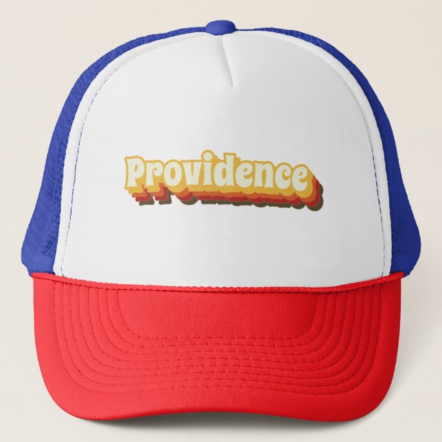 Providence Retro Vintage Text Trucker Hat (Front)