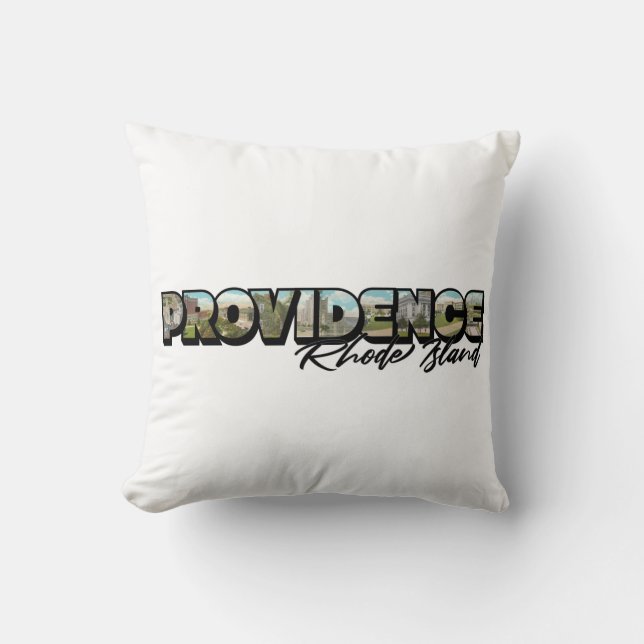 Providence Rhode Island Big Letter T-Shirt Throw Pillow (Front)