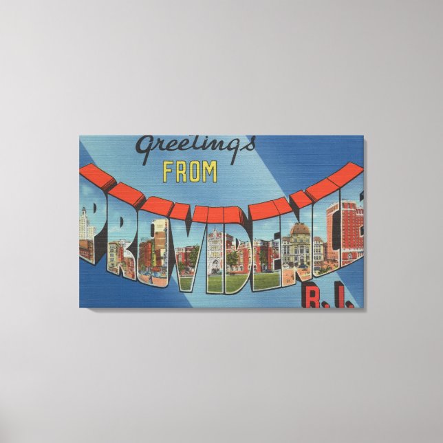 Providence, Rhode Island - Large Letter Scenes 2 Canvas Print (Front)