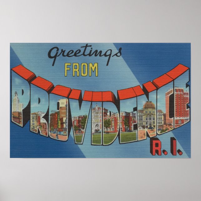 Providence, Rhode Island - Large Letter Scenes Poster (Front)