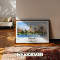 Providence Rhode Island Poster, Watercolor, Custom