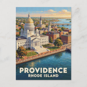 Providence Rhode Island Riverfront Travel Postcard