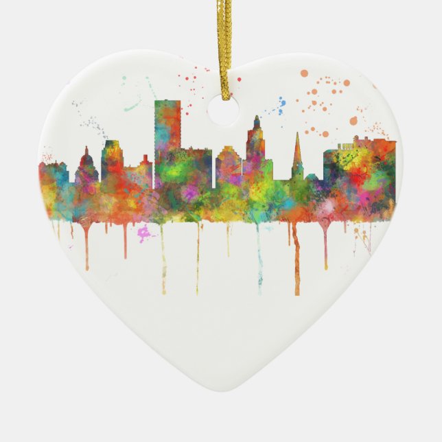PROVIDENCE, RHODE ISLAND SKYLINE CERAMIC ORNAMENT (Front)