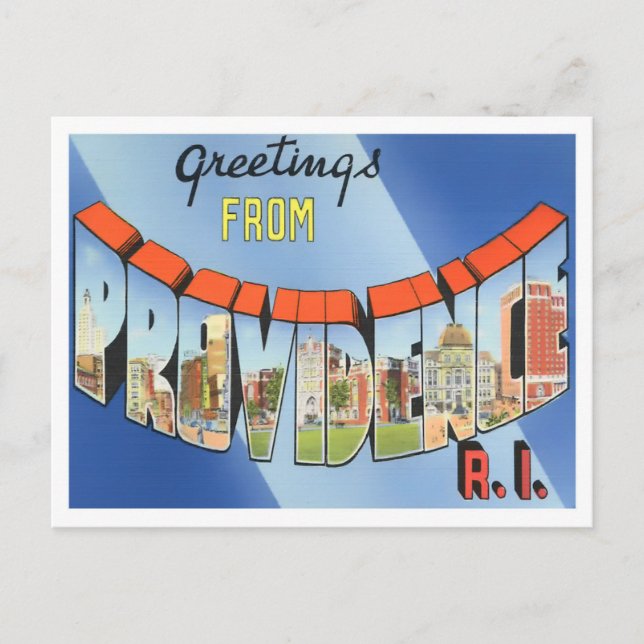 Providence, Rhode Island Vintage Big Letters Postcard (Front)