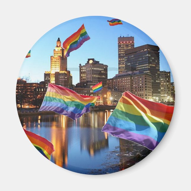 Providence, RI Flying Pride Magnet (Front)